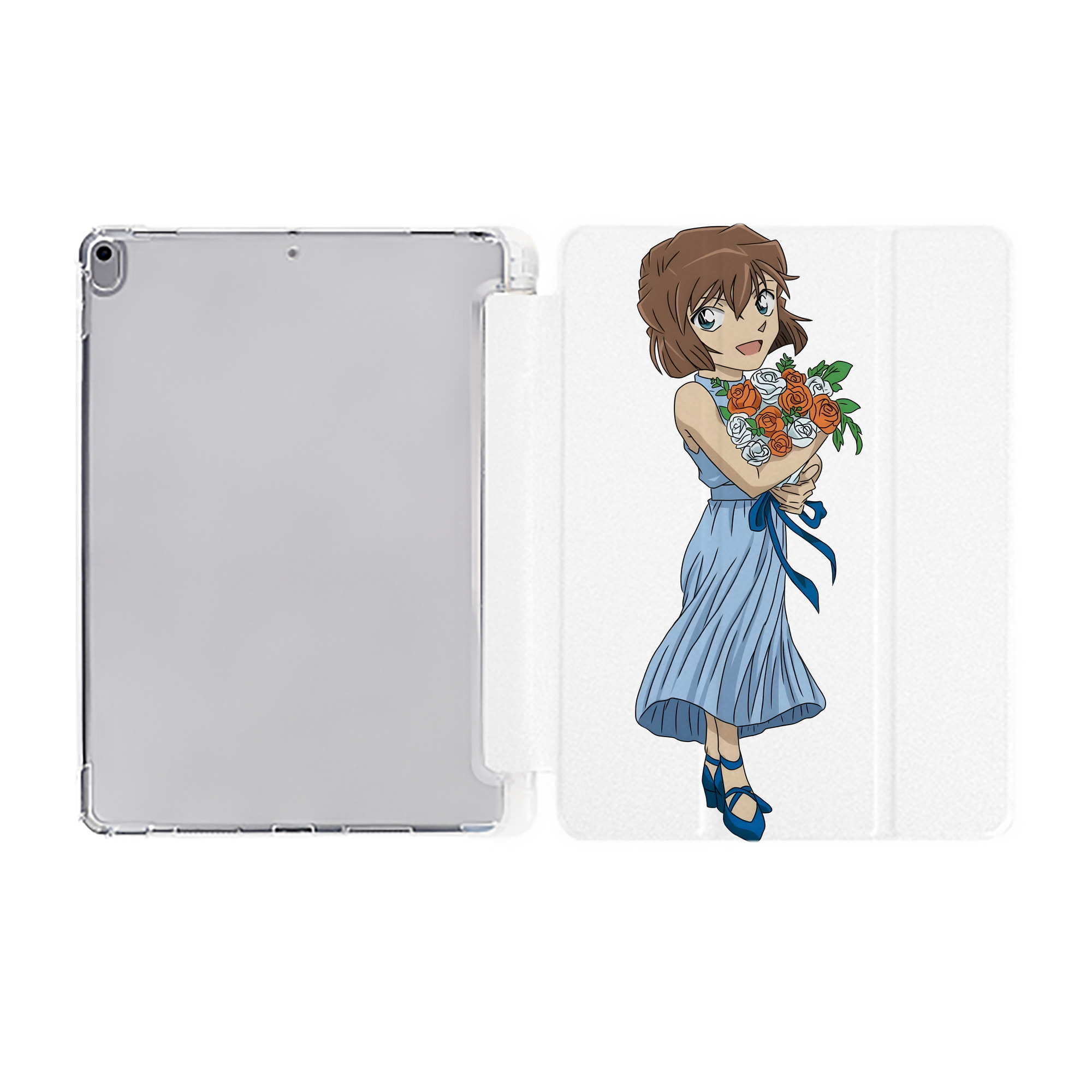 （画像用） 名探偵コナン 灰原 哀 はいばら あい Detective Conan Anita Hailey、Vi Graythorn Haibara Ai IPad ケース ペン収納付き 三つ折りスタンド PUレザー×シリコン 対応機種9.5/10.5/10.9インチ